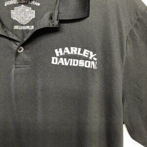 Mens Harley Davidson Motorcycle Black Flowy Breezy Polo Shirt Sz 2X